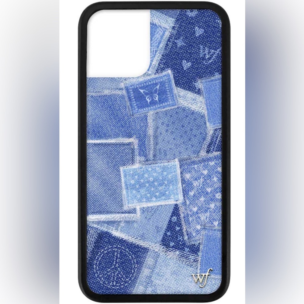 Wild flower 12 pro max phone case (denim patchwork)